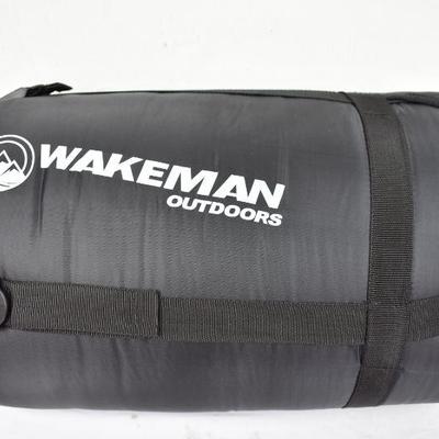 Wakeman Outdoors Black Sleeping Bag 45 Degrees, Lightweight - New