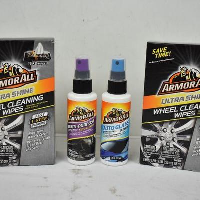 Armor All Wheel Cleaning Wipes, Auto Glass Cleaner, All Purpose Cleaner - New