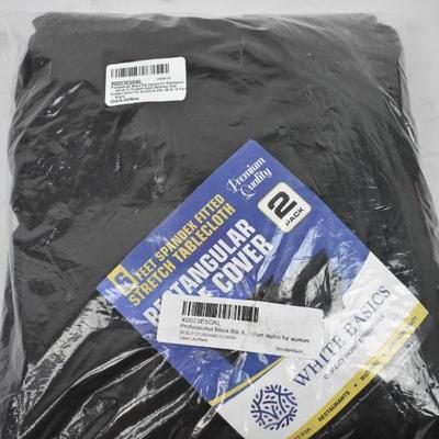 6 Feet Spandex Fitted Stretch Tablecloth Black 2 Pack - New