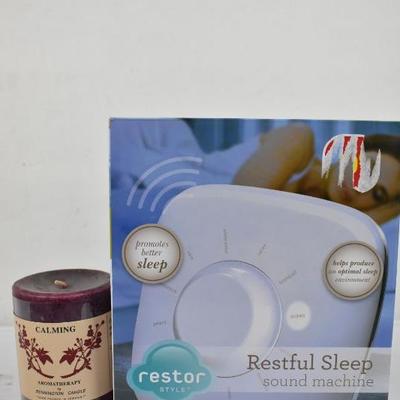 Restful Sleep Sound Machine & Calming Candle - New