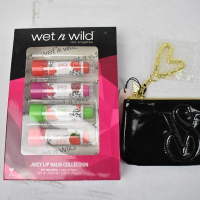 Wet n Wild Juicy Lip Balm Pack & Victoria's Secret Little Bag - New