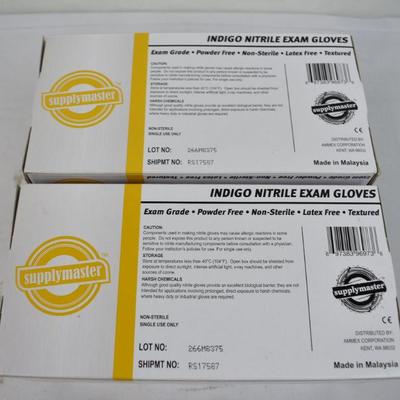 Indigo Nitrile Exam Gloves, Small, 4 Boxes - New