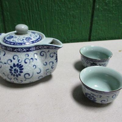 Lot 94 - Asian Ceramic Plates Teapot & Cups