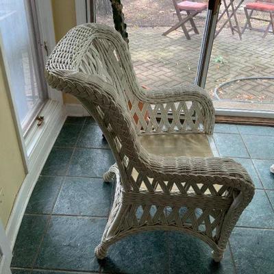 Natural Wicker Table Dining Set with 4 Chairs