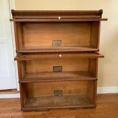 Original Oak Attonrey Book Case with 2 glass rollers & 3 shelves  