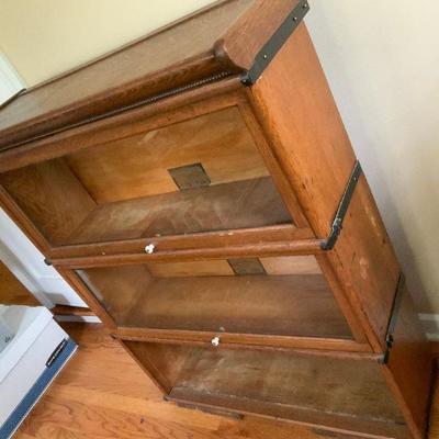 Original Oak Attonrey Book Case with 2 glass rollers & 3 shelves  