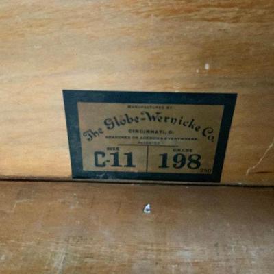 Original Oak Attonrey Book Case with 2 glass rollers & 3 shelves  