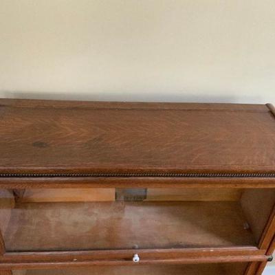 Original Oak Attonrey Book Case with 2 glass rollers & 3 shelves  