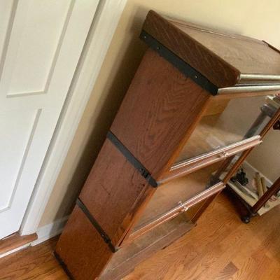 Original Oak Attonrey Book Case with 2 glass rollers & 3 shelves  