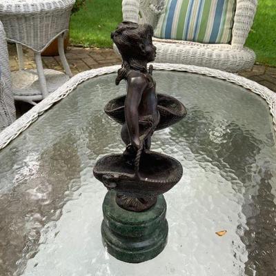 11" Bronze Sculpture on Granite base of young girl carrying food baskets  