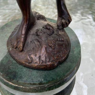11" Bronze Sculpture on Granite base of young girl carrying food baskets  