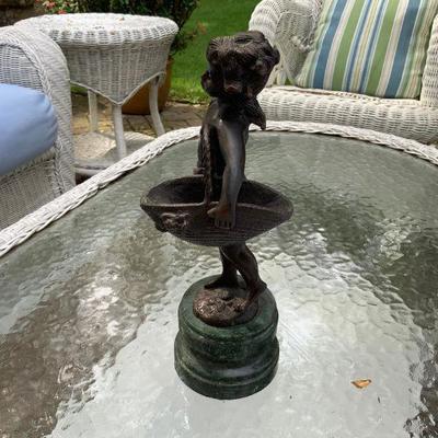 11" Bronze Sculpture on Granite base of young girl carrying food baskets  