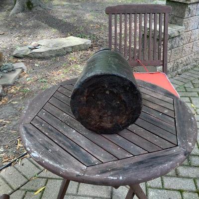 Antique hand made round wooden container  