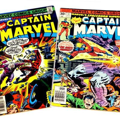 CAPTAIN MARVEL #47 #54 Bronze Age Comic Books Set Marvel Comics 1976/77