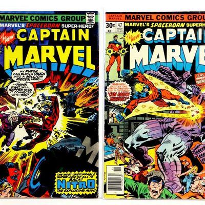 CAPTAIN MARVEL #47 #54 Bronze Age Comic Books Set Marvel Comics 1976/77