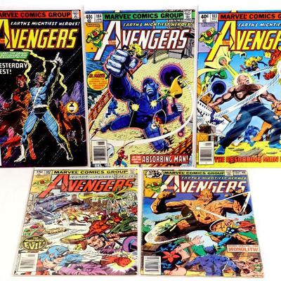 AVENGERS #180 182 183 184 185 Bronze Age Comic Books Set Marvel Comics 1979
