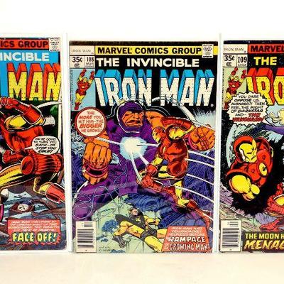IRON MAN #105 #108 #109 Bronze Age Comic Book Set Marvel Comics 1977-78