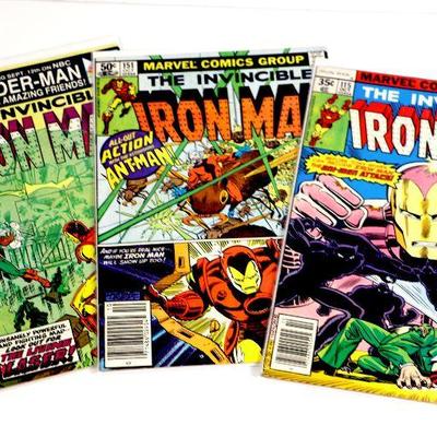 IRON MAN #115 #151 #153 Bronze Age Comic Book Set Marvel Comics 1978-81