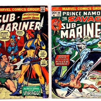 SUB-MARINER #64 #66 Bronze Age Comic Book Set Marvel Comics 1973