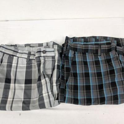 Men's Plaid Shorts, Set of 2, Size 34 with Small Paint Stains
