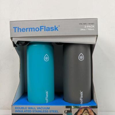 ThermoFlask 24oz 2 Pack Teal/Gray