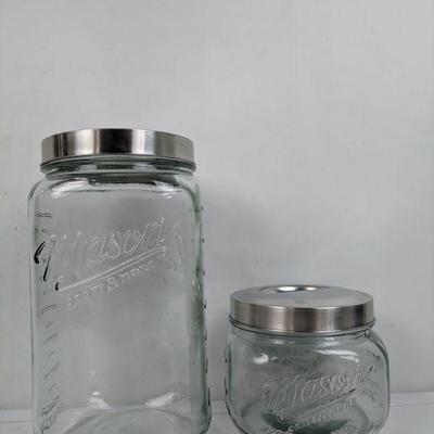 Large Mason Jar Containers Glass Set of 2