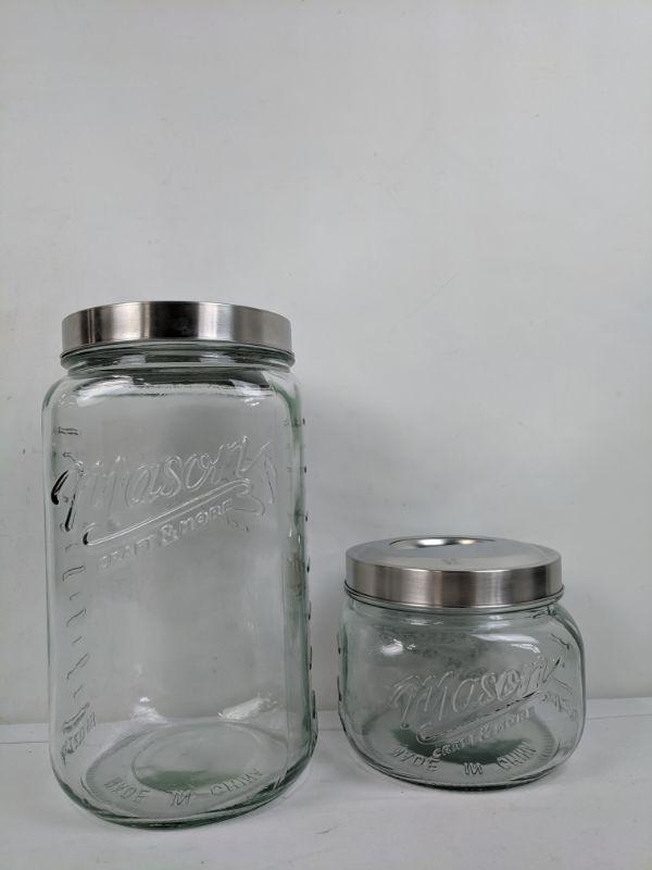 Large Mason Jar Containers Glass Set of 2