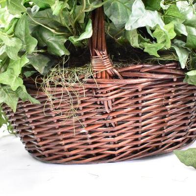Large Faux Plant in Woven Basket