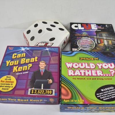 Yahtzee Free For All, Clue, Would You Rather, Can You Beat Ken? - Complete