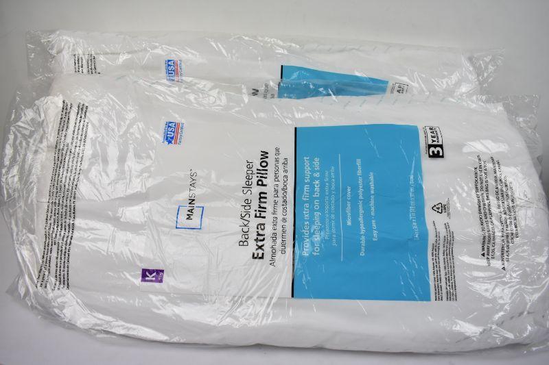 Mainstays Extra Firm Pillow King, Set of 2, Back/Side Sleeper New