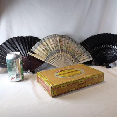 Vintage Fans and Old Cigar Box