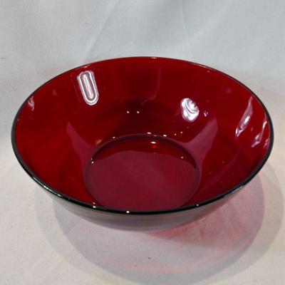 Ruby Glass Bowl with Ruby Stemware
