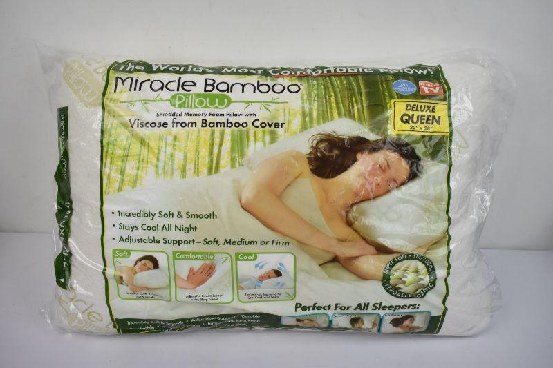 As Seen on TV Miracle Bamboo Pillow, Queen Shredded Memory Foam Pillow with Viscose from Bamboo Cover