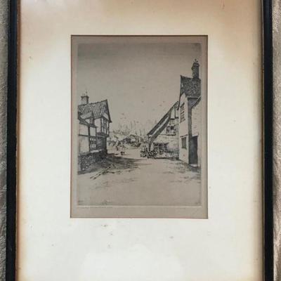 Vintage Signed Etching17 x 13