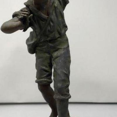 Signed Ernest Rancoulet Spelter, Boy figurine