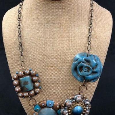 Fun Vintage Molded Plastic and Metal Necklace