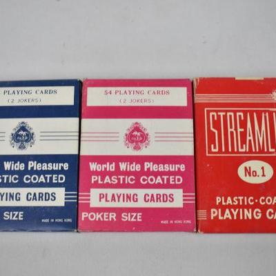 3 Decks of Plastic Playing Cards, Guaranteed Complete