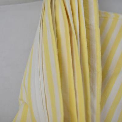 3 Pieces Vintage Fabric: White/Yellow Stripe, Pink Painted, Blue Stitched