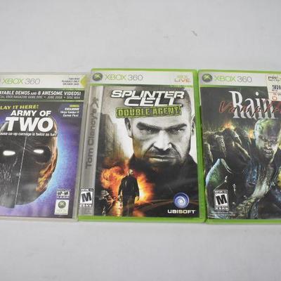 XBOX 360 Video Games, Qty 3: Army of Two -to- Vampire Rain