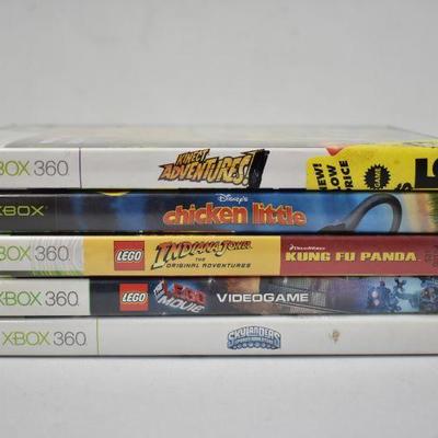 XBOX 360 Video Games, Qty 5: Adventures -to- Skylanders