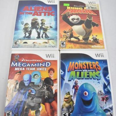 Wii Video Games, Qty 4: Aliens in the Attic -to- Monsters Vs Aliens