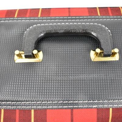 Vintage Garment Bag, Red/Black/Yellow Plaid, Includes Keys, New Condition