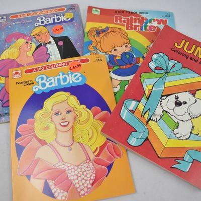4 Activity Books: Two Barbie, One Rainbow Brite, and One Jumbo Coloring Book