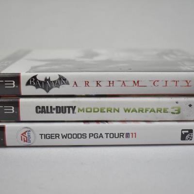 Playstation 3 Video Games, Qty 3: Batman Arkham City -to- Tiger Woods