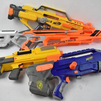 Nerf Qty 4. No Darts, No Cartridge/Magazines, Appear to Work Otherwise