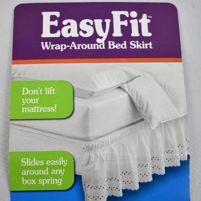 Easy Fit Wrap Around Bedskirt for Twin/Full. Navy Eyelet