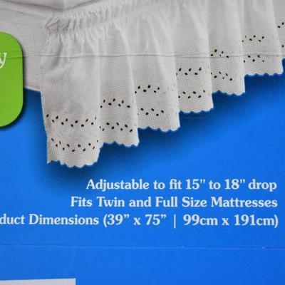 Easy Fit Wrap Around Bedskirt for Twin/Full. Navy Eyelet
