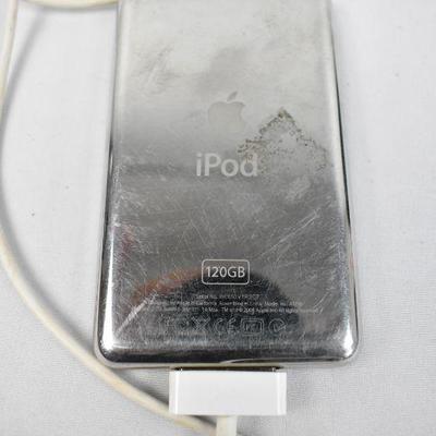 iPod 120GB 2008 Gray with Charging Cable- Tested, Works, Reset
