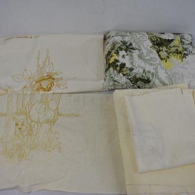 Vintage Pillow Case & Misc Fabric/Canvas for Painting, Set of 10