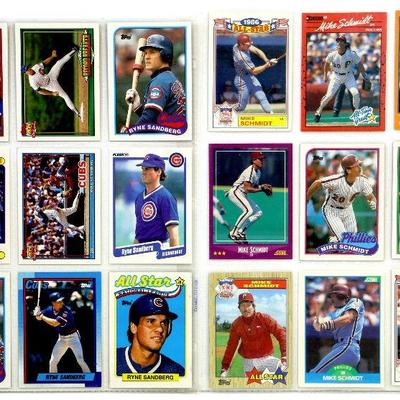 BASEBALL CARDS SET - Mike Schmidt Ryne Sandberg - 18 ALL STARS CARDS MINT